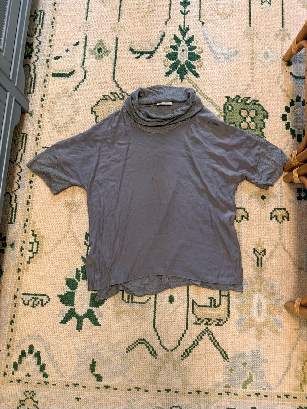 Lola & Sophie Gray Short-Sleeve Cowl Neck Top